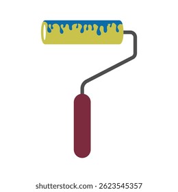 A modern, flat-style paint roller with blue paint dripping from the roller head—perfect for use in branding, infographics, or home renovation visuals.