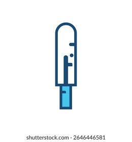 Ícone vetorial de estilo plano moderno de um kit de teste de esfregaço, comumente usado para testes de Covid-19 e outras doenças infecciosas. Perfeito para uso em ilustrações médicas, gráficos de testes laboratoriais.