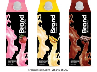 Modern Flavored Milk Packaging Design label - eps 