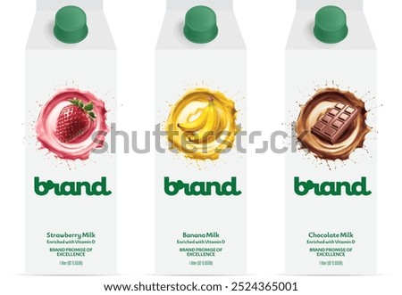 Modern Flavored Milk Packaging Design label - eps 
