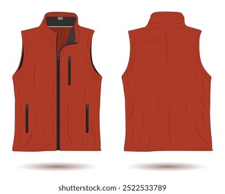 Modern fleece vest mockup front and back view