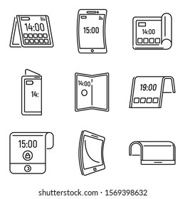 Modern flexible display icons set. Outline set of modern flexible display vector icons for web design isolated on white background