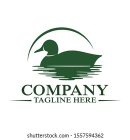 Modern Floating Duck And Hunting Logo. Vector Illustration.