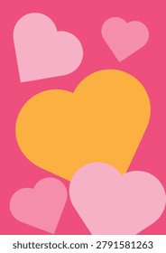 Modern floating hearts background vector illustration with soft pink and orange romantic color palette.