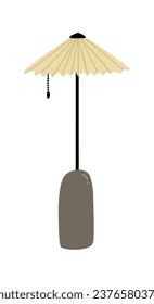 Moderne Bodenleuchte mit Marmorboden und Plisat-Schatten einzeln auf Weiß. Trendy minimale ästhetische Mitte des Jahrhunderts elegante Bodenlampe Vektorgrafik. Gemütliche helle skandinavische Innendekoration.