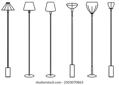 Modern Floor Lamps Line Art Sketches for Contemporary Living Spaces