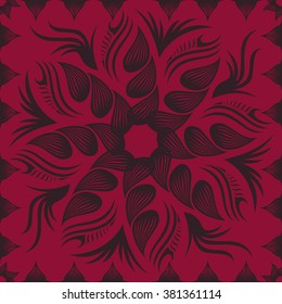 modern flora pattern on red background
