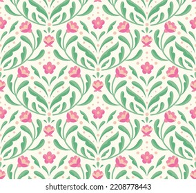 Modern floral art deco pattern. Seamless abstract botanic background. Vector illustration.