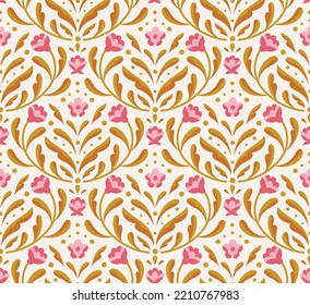 Modern floral art deco pattern. Seamless abstract botanic background. Vector illustration.