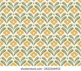 Modern floral art deco pattern. Seamless abstract botanic background. Vector illustration.