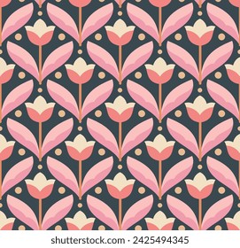 Modern floral art deco pattern. Seamless abstract botanic background. Vector illustration.