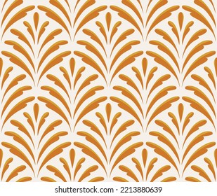 Modern floral art deco seamless pattern. Vector damask illustration with leaves. Decorative botanical background.