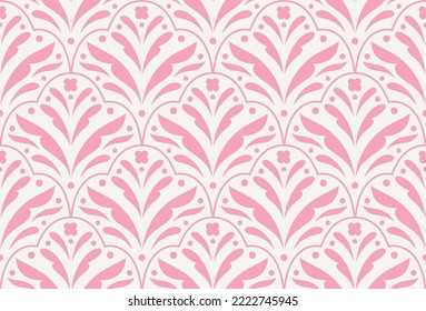 Modern floral art deco seamless pattern. Vector damask illustration with leaves. Decorative botanical background.