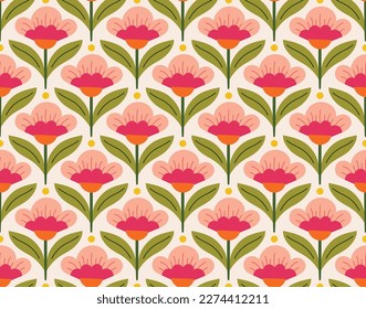 Modern floral art deco seamless pattern. Vector damask illustration with leaves. Decorative botanical background.