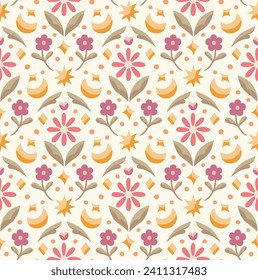 Modern floral art deco seamless pattern. Vector damask illustration with leaves. Decorative botanical background.