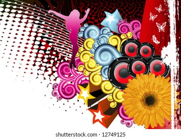 Un fondo florido moderno con elementos de color gris.