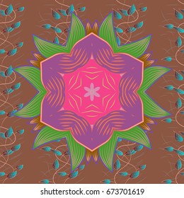 Modern floral background. Folk style. Amazing seamless floral pattern with bright colorful flowers and leaves on a colored background. The elegant the template for fashion prints.