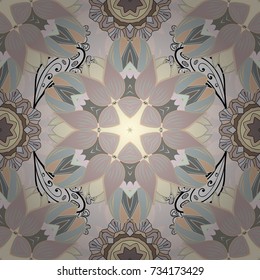 Modern floral background. Folk style. Amazing seamless floral pattern with bright colorful flowers and leaves on a neutral, gray and beige colors. The elegant the template for fashion prints.