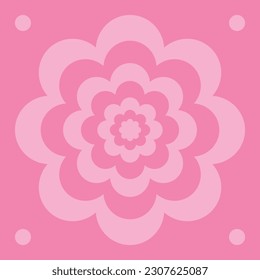 Modern Floral Background of Pink Color for Ads and Social Media Posts, Square Composition. Design Template With Flower Shape Placed in Center.
