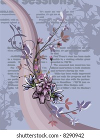 Moderner floraler Hintergrund mit Wellen, Design-Element, Vektorgrafik-Serie.