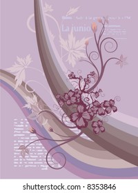 Modern floral background with waves, element for design, vector illustration series.