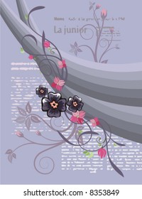 Modern floral background with waves, element for design, vector illustration series.