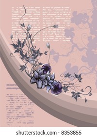 Modern floral background with waves, element for design, vector illustration series.