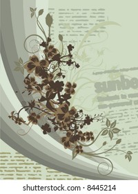 Modern floral background with waves, element for design, vector illustration series.