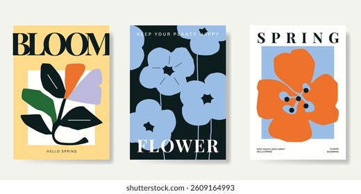 Modern floral card background vector. Minimal hand drawn botanical flowers template background. Design illustration for wedding, vip cover, poster, rsvp modern card, birthday party.
