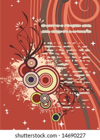 Design floral moderno com um fundo textual, série de ilustração vetorial.