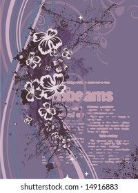 Modern floral design with a textual background, vector illustration series.