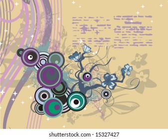 Modern floral design with a textual background, vector illustration series.