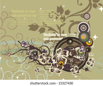 Modern floral design with a textual background, vector illustration series.