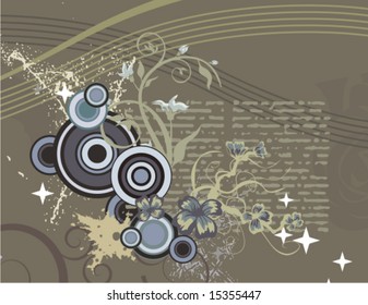 Modern floral design with a textual background, vector illustration series.