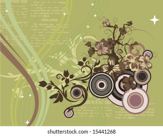Modern floral design with a textual background, vector illustration series.