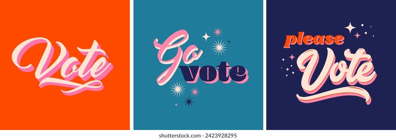 Modern Floral Election campaign concept design. Vote, election social media and print design with lettering and floral illustrations. Vector design