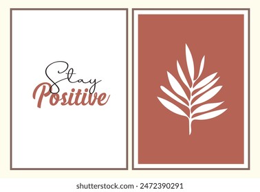 Modern floral elements design for home decor. Frame artwork. 
