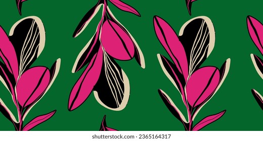 Modern floral with flowers print. Seamless pattern. Hand drawn style. 