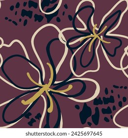 Modern floral with flowers print. Seamless pattern. Hand drawn style.
