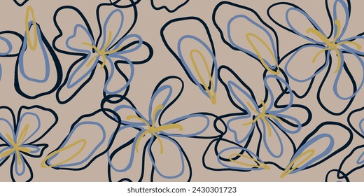 Modern floral with flowers print. Seamless pattern. Hand drawn style.
