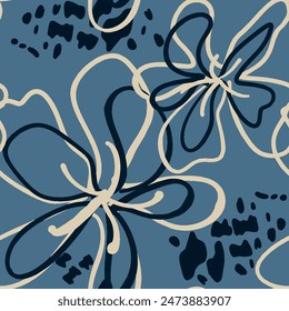 Modern floral with flowers print. Seamless pattern. Hand drawn style.
