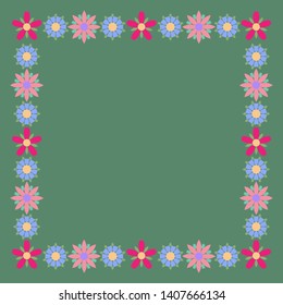 Modern floral frame with colorful beautiful flowers. Can be used for greeting card design. Vector EPS10.