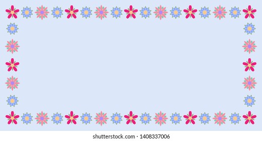 Modern floral frame with colorful beautiful flowers. Can be used for greeting card design. Vector EPS10. The design for the Euro card