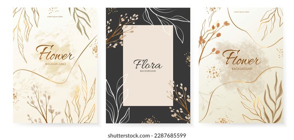Moderner Blumenrahmen. Eleganter abstrakter Hintergrund. Universelle, handgezeichnete Blumenvorlagen in warmen Farben, perfekt für Herbst- oder Sommeraufenthalte