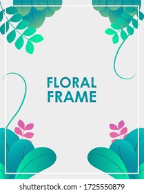 Modern floral frame with many various plants on it.