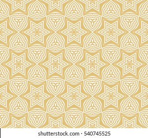 modern floral geometric ornament on gold background. Seamless vector illustration. For interior design, wallpaper