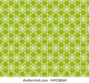 modern floral geometric ornament on green background. Seamless vector illustration. For interior design, wallpaper