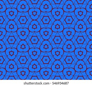 modern floral geometric ornament. seamless vector pattern. blue, red color. for invitation, wallpaper, fashion design.