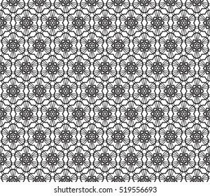 modern floral geometric pattern. seamless vector illustration. black and white color