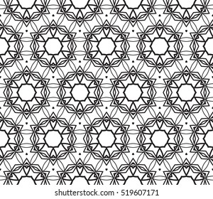 modern floral geometric pattern. seamless vector illustration. black and white color
